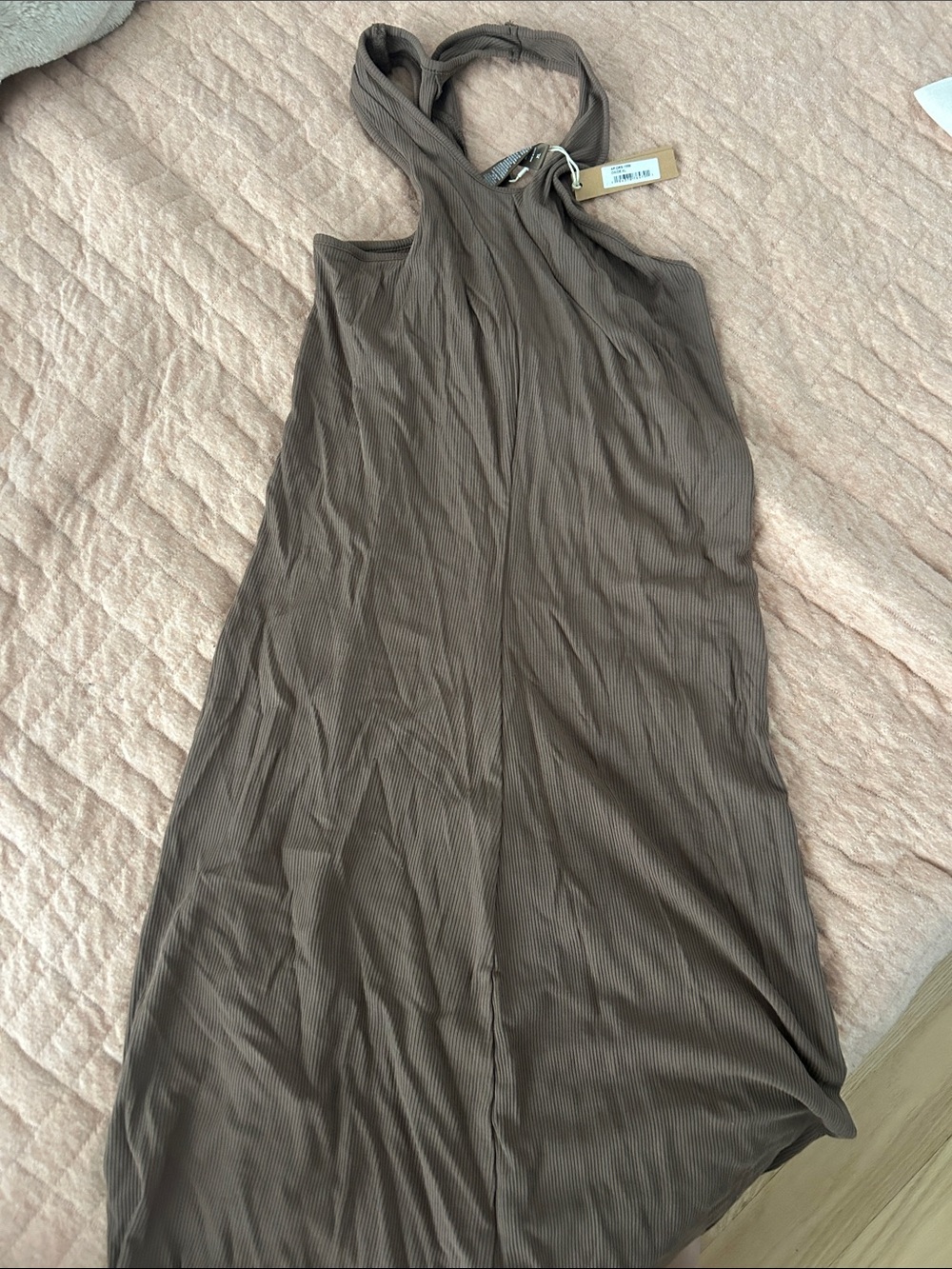 Skims Discontinued Soft lounge Halter Ribbed Dress in oxide